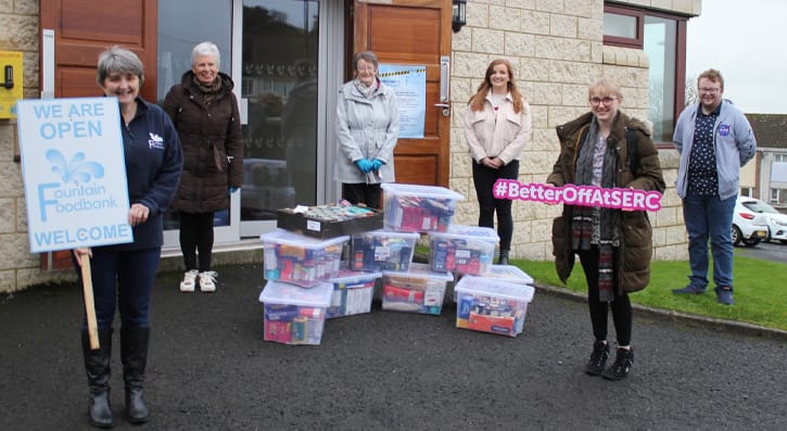 The weather outside was frightful but nothing was going to stop a delivery to Fountain Foodbank in Downpatrick this week from SERC’s Students’ Union.